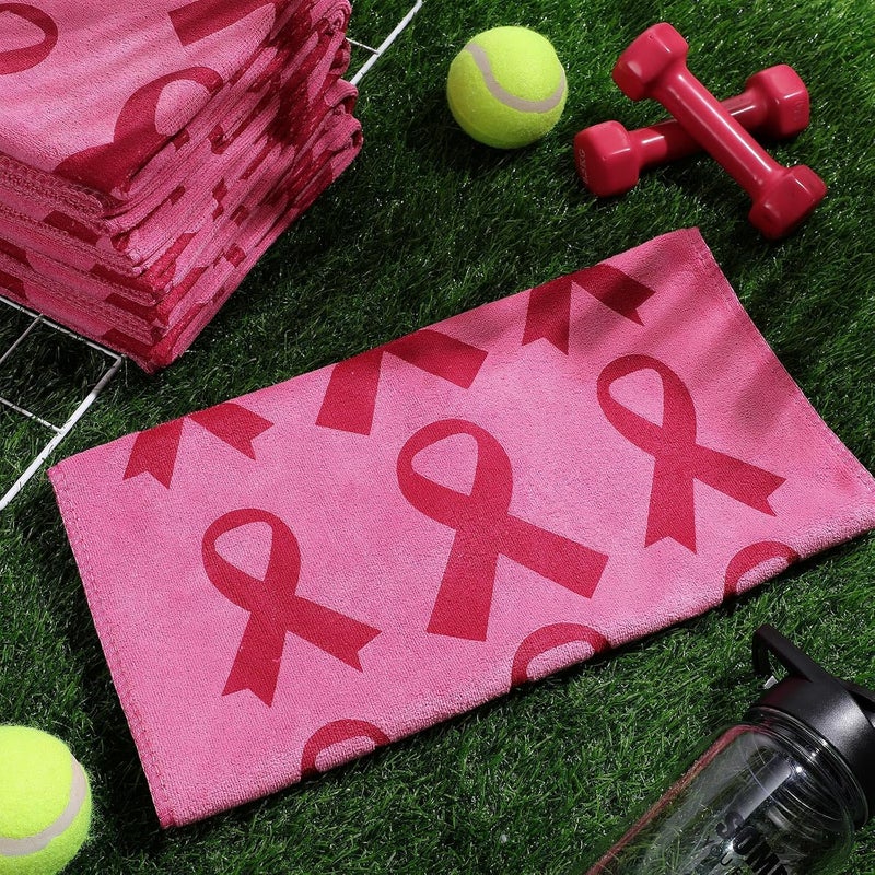 Cotwinter Breast Cancer Awareness Gift Towels Pink Ribbon Sport Towels for Golf Football Sport Team 30" x 14" Microfiber Gifts Bulk for Breast Cancer Procession Fundraising Decoration Supplies(6 Pcs) - Image 4
